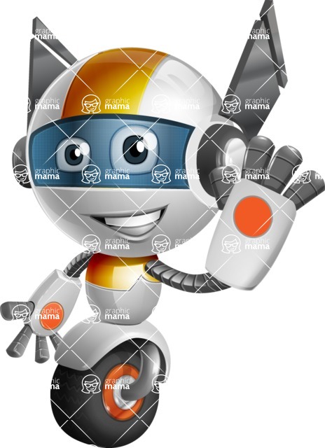 Cute robot cartoon character - 112 stock vector images - Cute robot cartoon character with waving gesture - stock vector graphic image